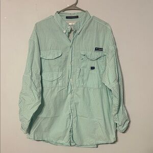 Columbia Mint Checkered Long Sleeve Shirt